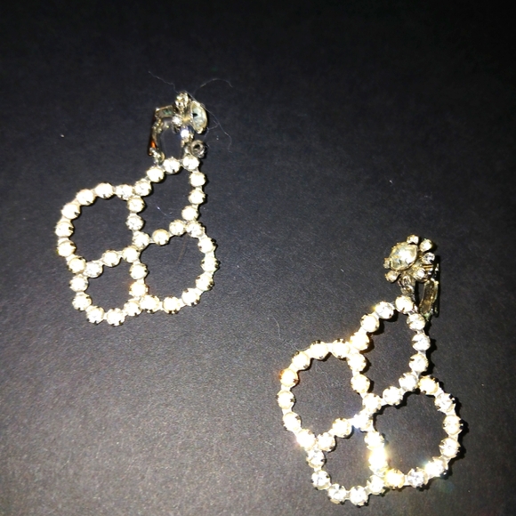 Crystal Rhinestone Clip On Earrings - Picture 2 of 5